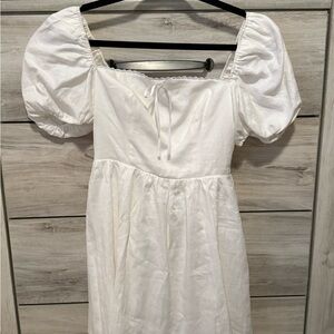 Reformation White Puff Sleeve Dress